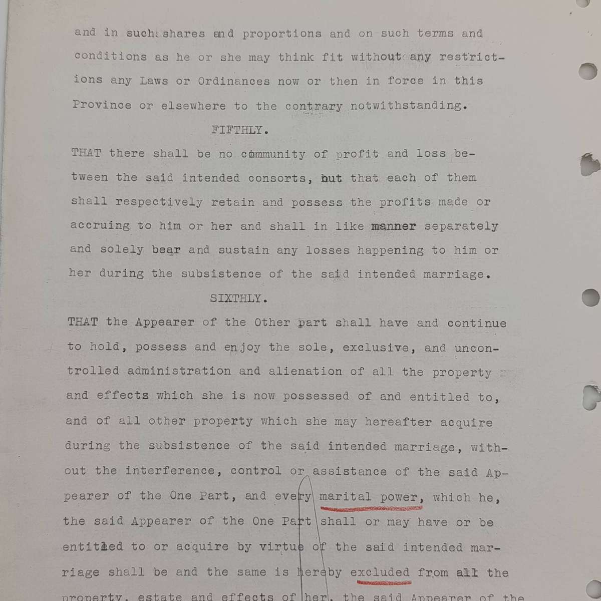 1927 Antenuptial contract between David Wauchope and Edna Kathleen Shaw - Cape Town