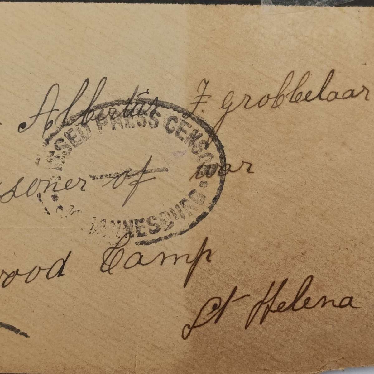Boer War POW mourning covers stuck back to back one side from ZAR to Ben PH Geldenhuis