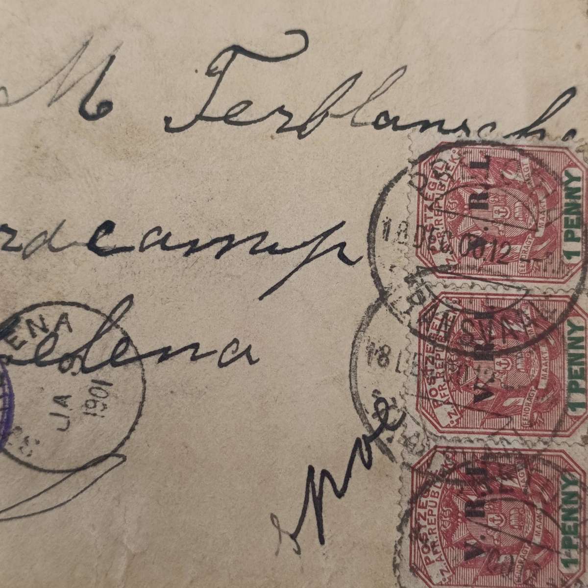 Boer War POW fronts stuck back to back to back