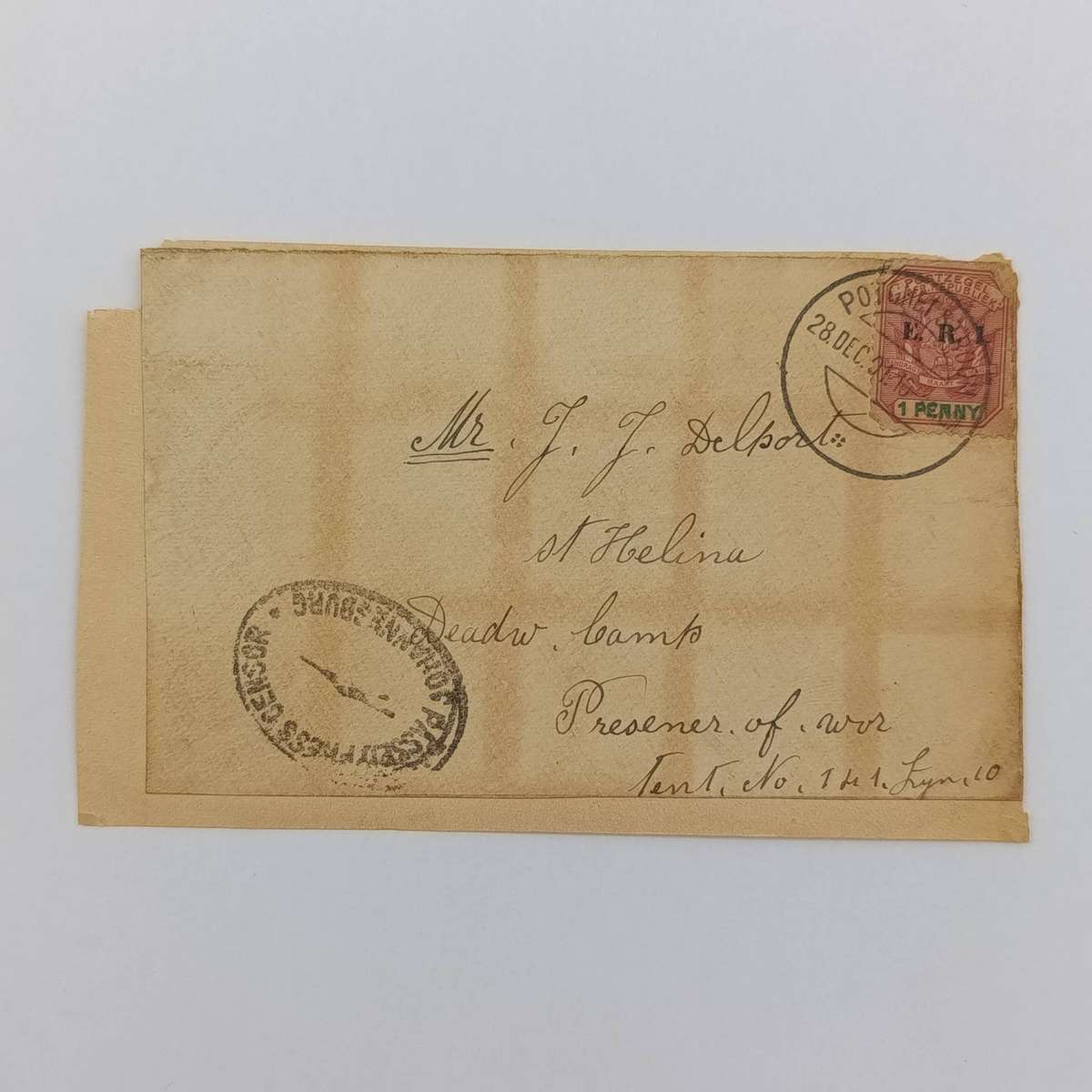 Boer War POW fronts stuck back to back one side from Vereeniging, ZAR to Georg F Lindeque, POW