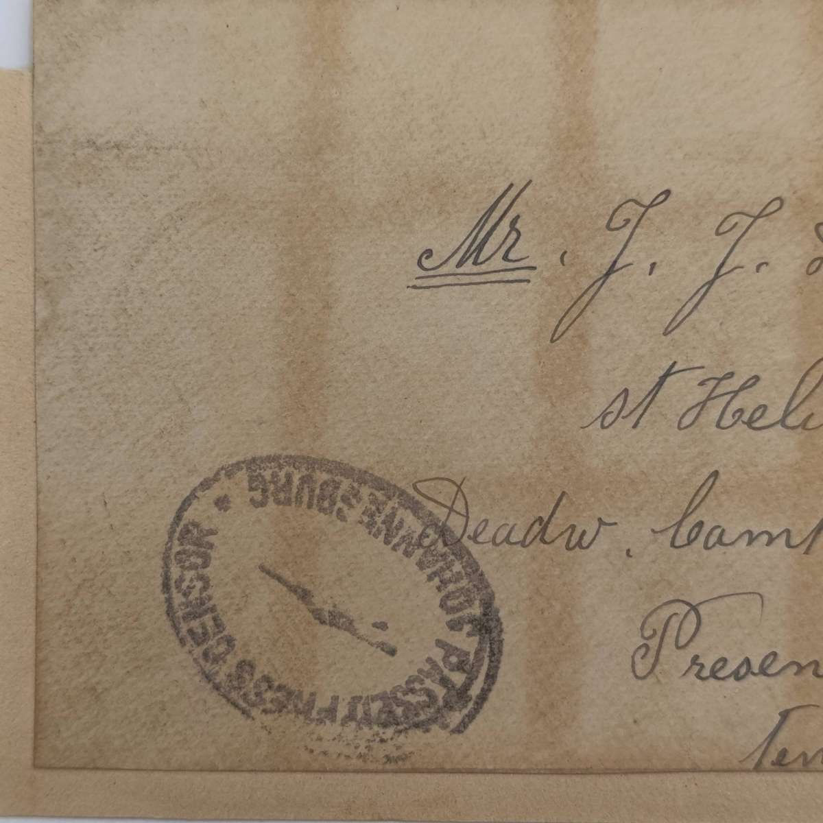 Boer War POW fronts stuck back to back one side from Vereeniging, ZAR to Georg F Lindeque, POW