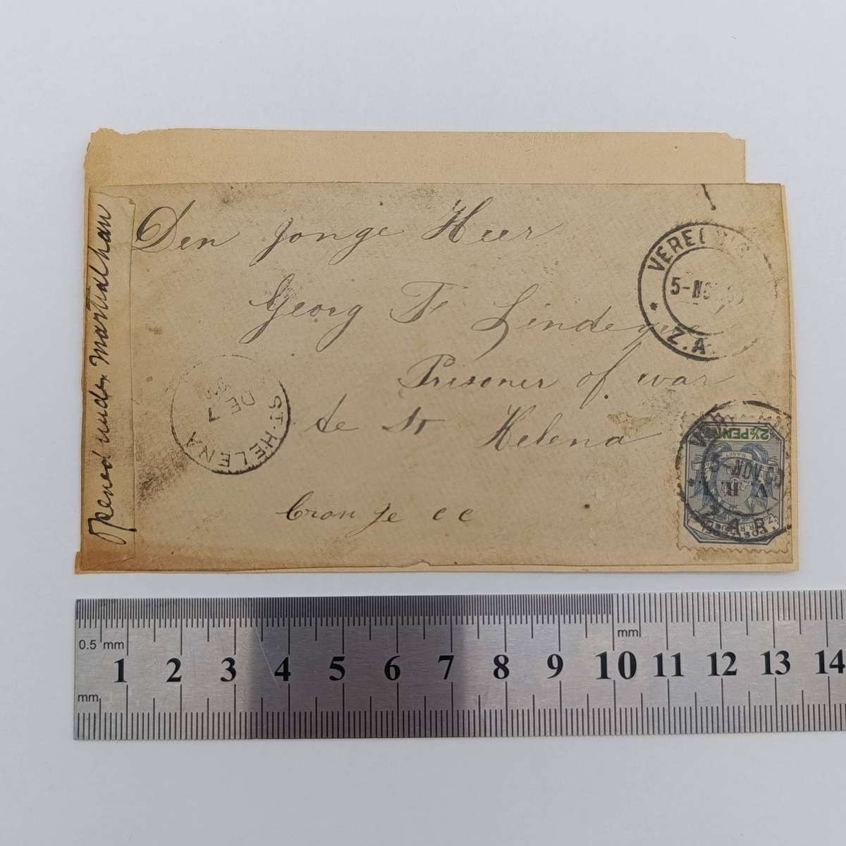 Boer War POW fronts stuck back to back one side from Vereeniging, ZAR to Georg F Lindeque, POW