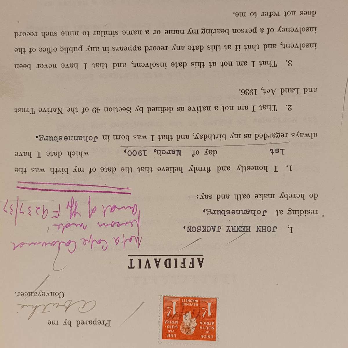 Mortgage Bond Power of Attorny and Affidavits with 8 revenue stamps - Bond dated 1940