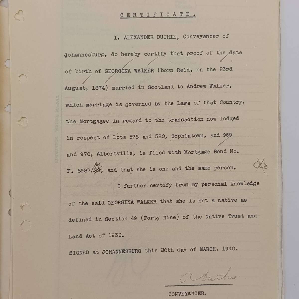 Mortgage Bond Power of Attorny and Affidavits with 8 revenue stamps - Bond dated 1940