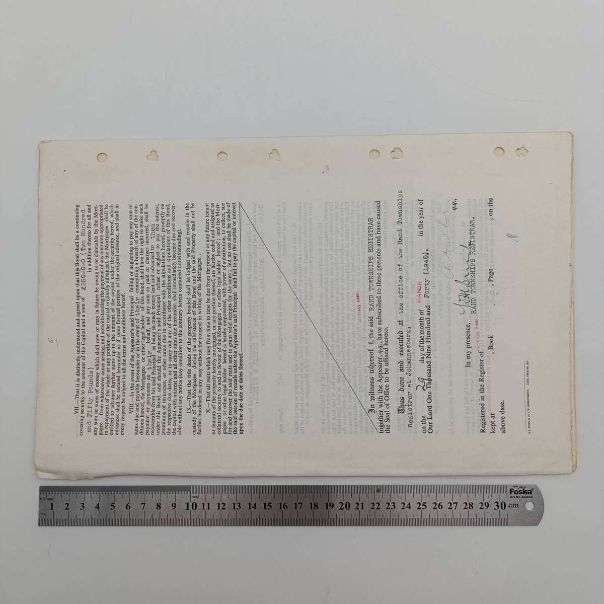 Mortgage Bond Power of Attorny and Affidavits with 8 revenue stamps - Bond dated 1940