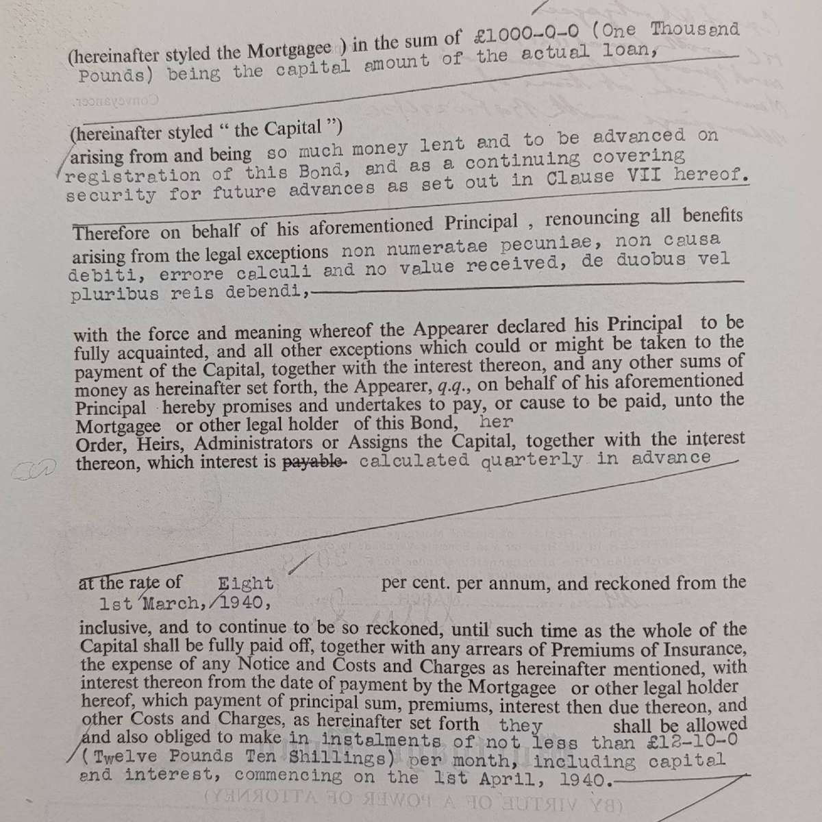 Mortgage Bond Power of Attorny and Affidavits with 8 revenue stamps - Bond dated 1940