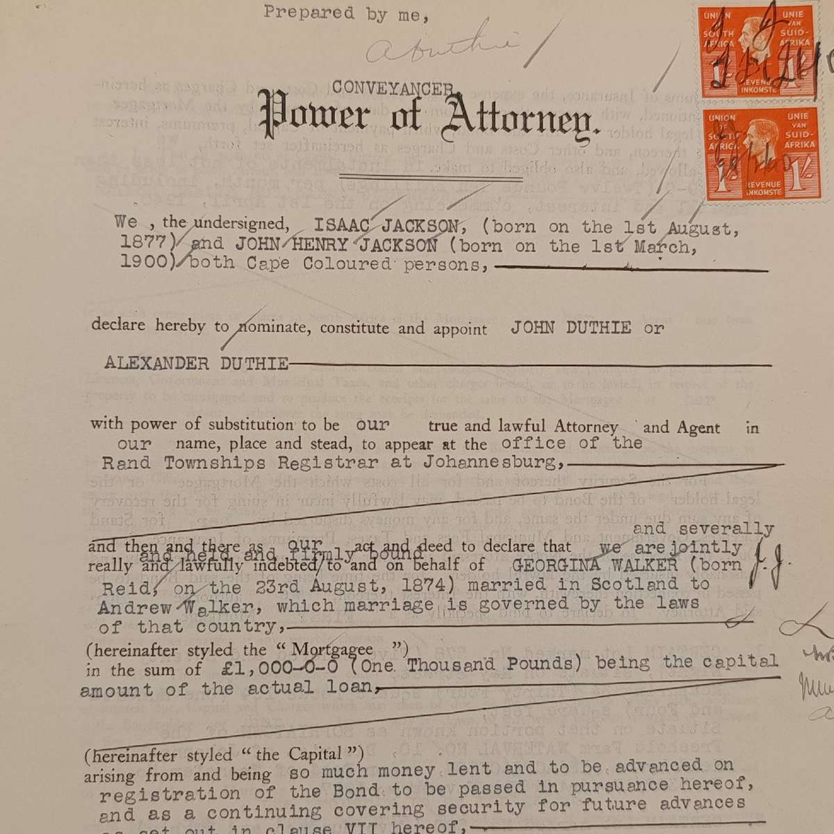 Mortgage Bond Power of Attorny and Affidavits with 8 revenue stamps - Bond dated 1940