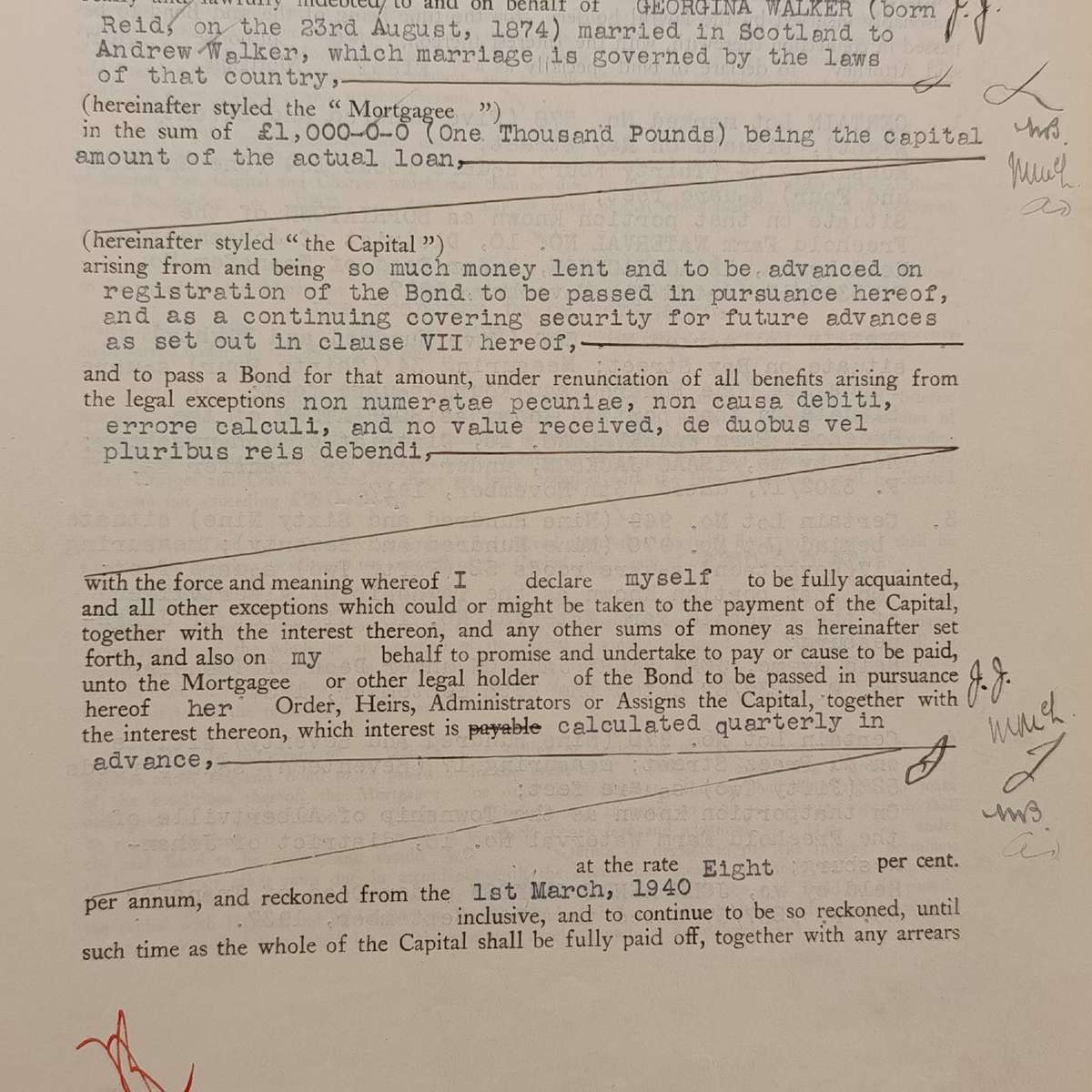 Mortgage Bond Power of Attorny and Affidavits with 8 revenue stamps - Bond dated 1940