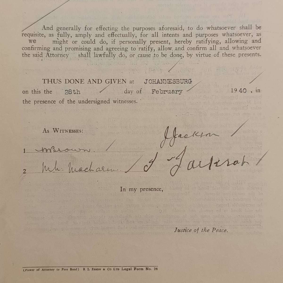 Mortgage Bond Power of Attorny and Affidavits with 8 revenue stamps - Bond dated 1940