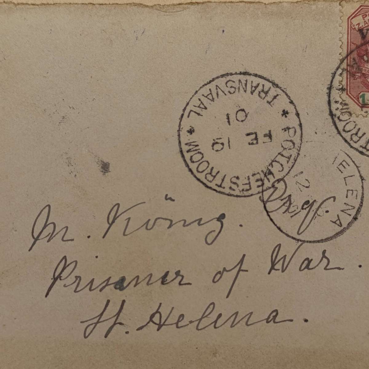 Boer War POW fronts stuck back to back one side posted Potchefstroom, ZAR 3 Aug 1901
