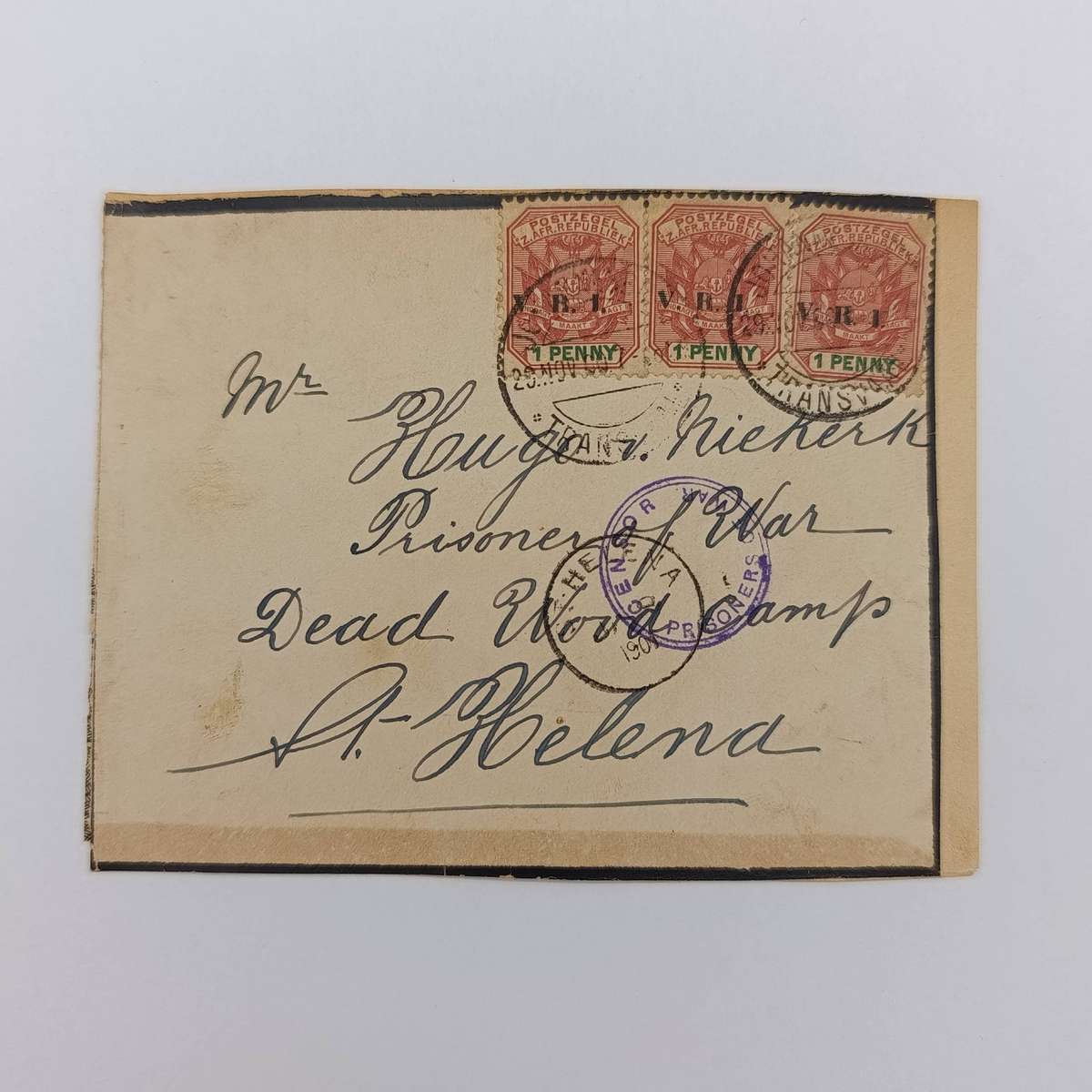 Boer War fronts stuck back to back - one side posted Potchefstroom 9 Oct 1901 to Laurens Bosman
