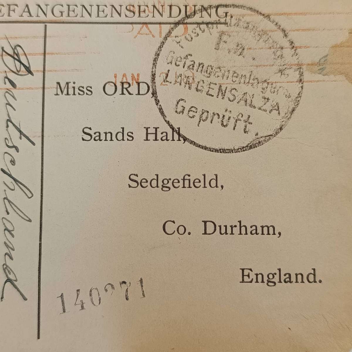 WW1 Acknowledgement card from P.O.W - written in Russian displaying thanks for parcels received