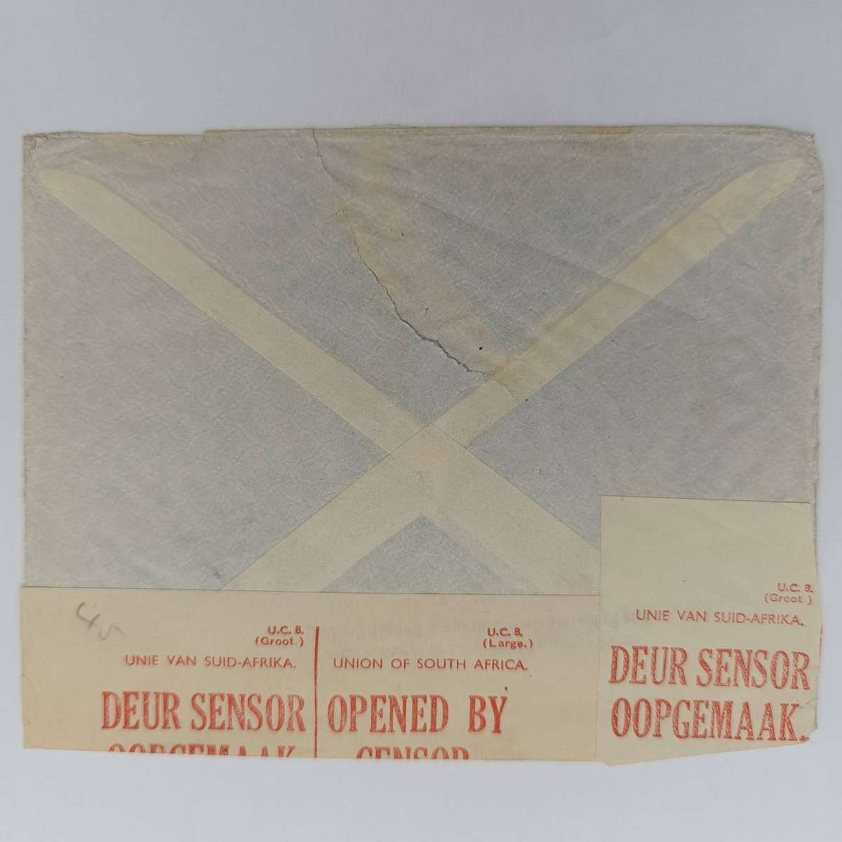 WW2 Censored airmail cover posted 6 Jan 1942 from Palestinian terratories to Johannesburg