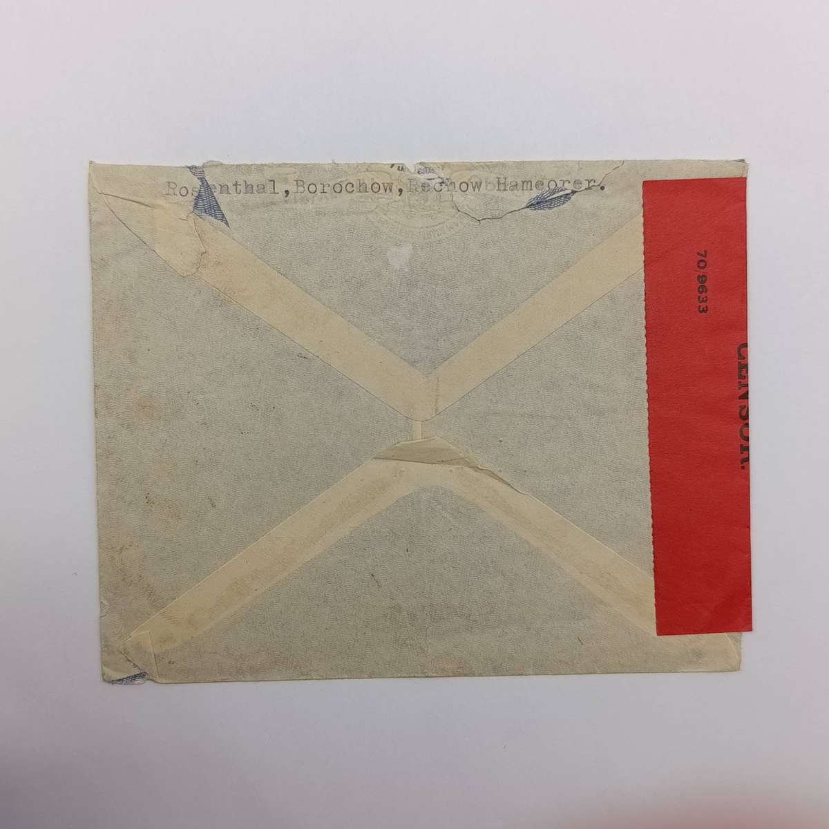 Postal Cover from Ramat, G-K, West Bank with 4 Palestine stamps posted 1945 to The Castle