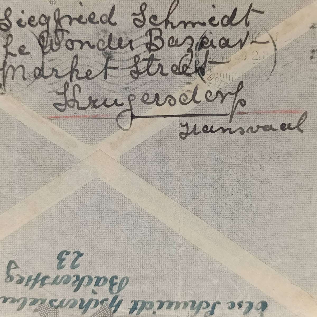 1937 Airmail Cover Germany to South Africa through Athens, Greece - Rerouted from Dewetsdorp