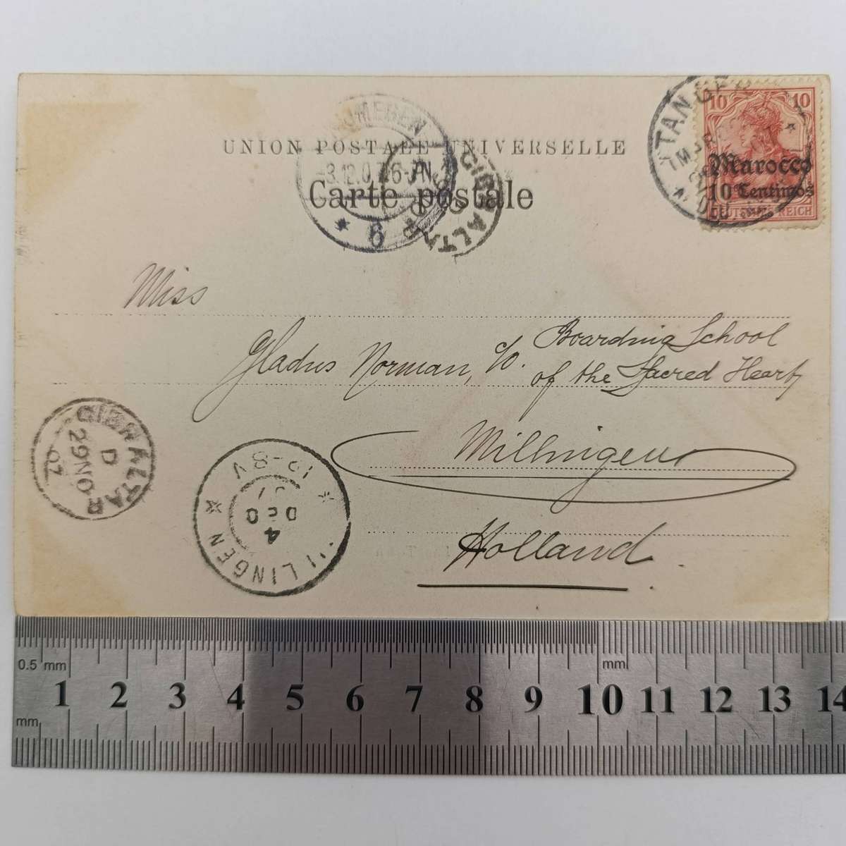 Postcard from Tangiers Morocco to Millingen, Holland via Gibraltar 1907 Nov 11th Beautifull picture