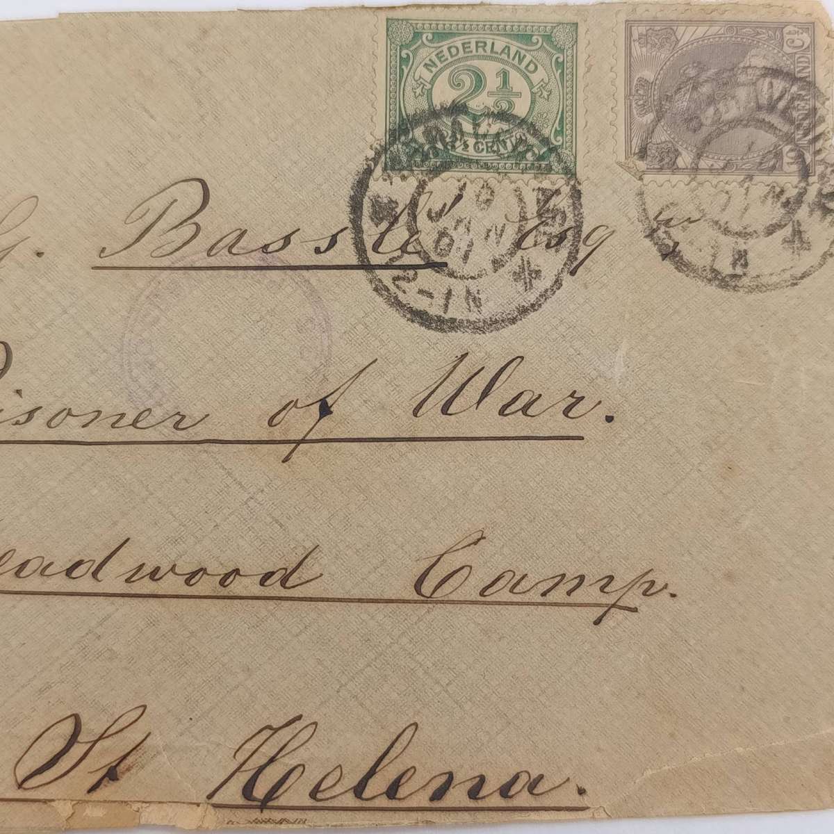 Boer War POW letter fronts stuck back to back one side from Gravenhage, Netherlands