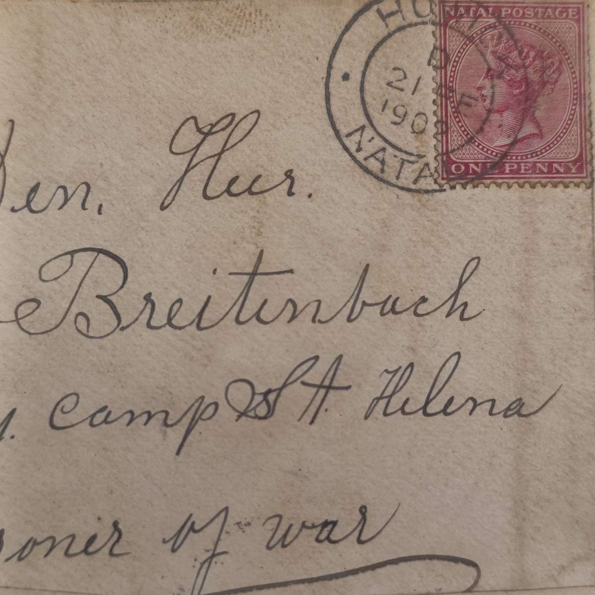 Boer War POW fronts stuck back to back one side posted Sheldon 16 Oct 1901 to Gert Wessels POW Fort