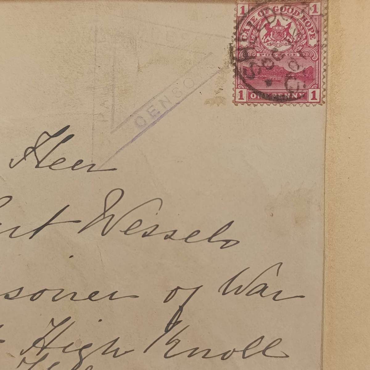 Boer War POW fronts stuck back to back one side posted Sheldon 16 Oct 1901 to Gert Wessels POW Fort