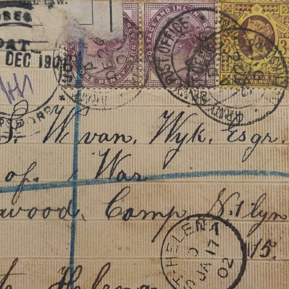 Boer War P.O.W fronts stuck back to back one side from Aliwal North 12 June 1900 to Daniel PJ Roux