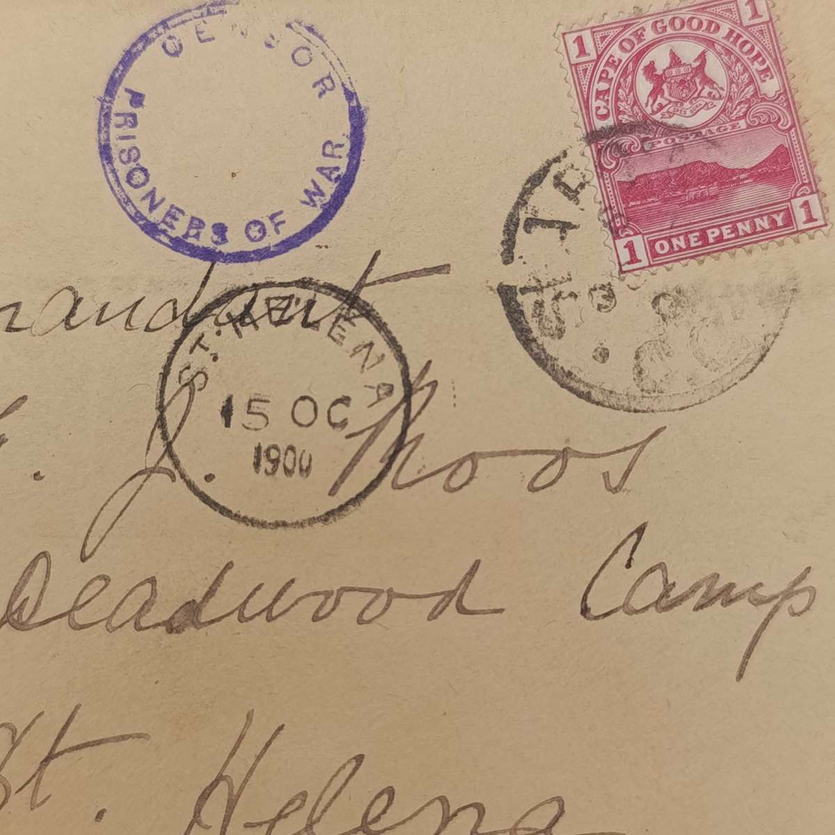 Boer War POW fronts stuck back to back - one side posted Cape of Good Hope