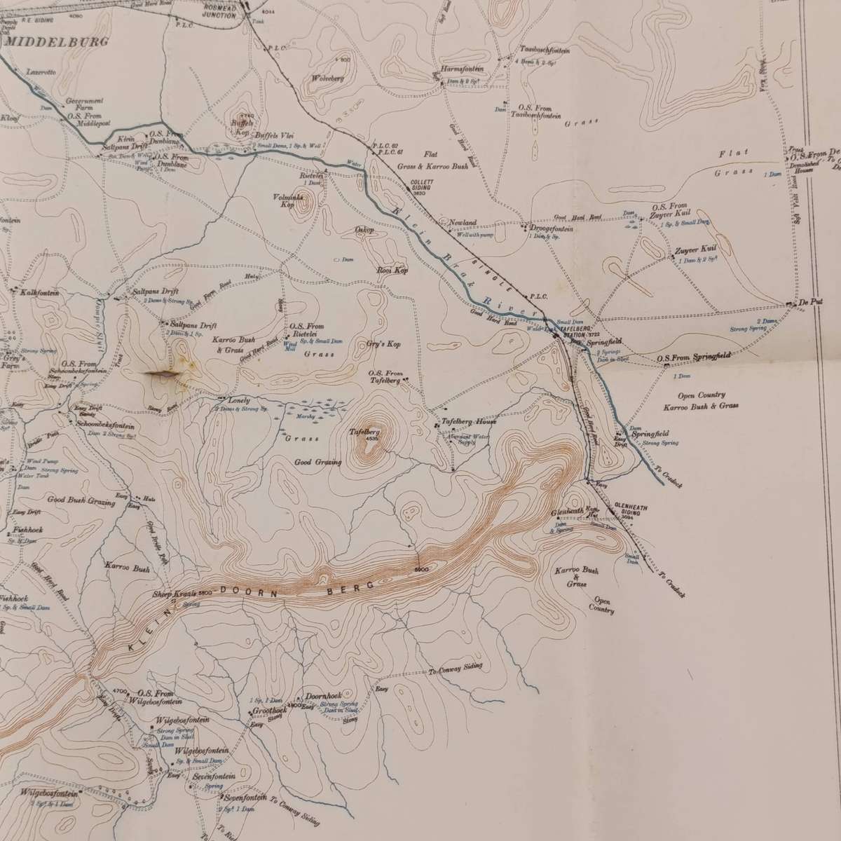Antique 1906 Map of Middelburg Cape Colony - 20 Mile radius map
