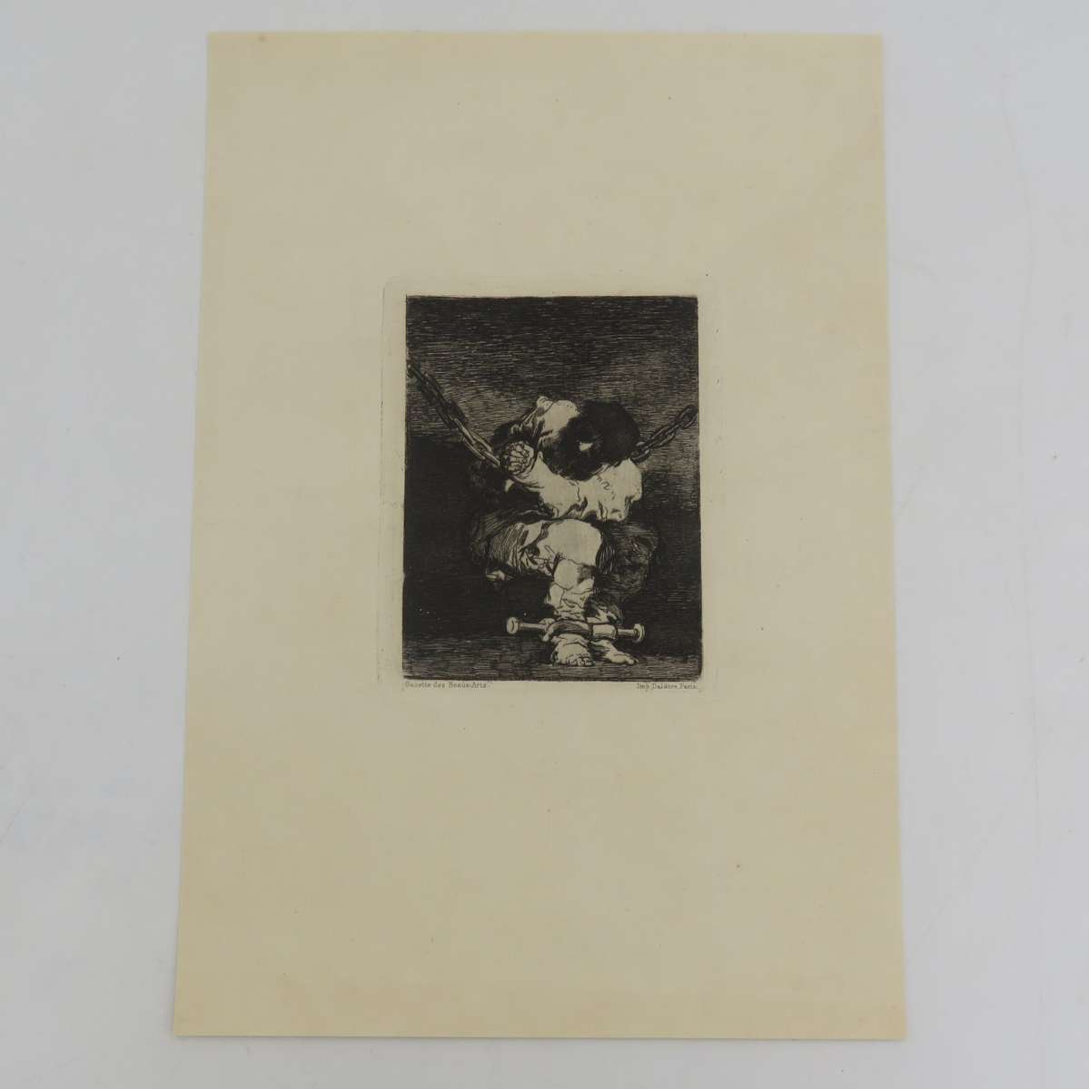 Antique The Prisoner etching by Francisco de Goya - circa 1815