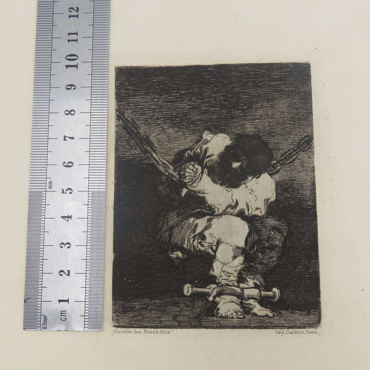 Antique The Prisoner etching by Francisco de Goya - circa 1815