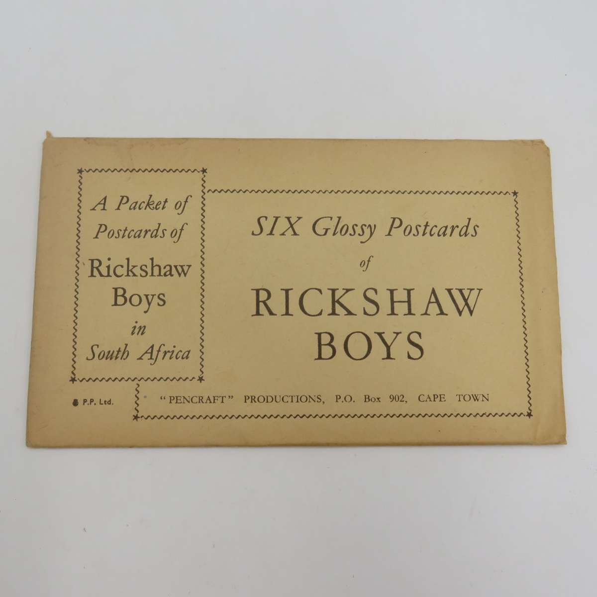 Packet of 6 vintage Rickshaw Boys postcards in original packaging