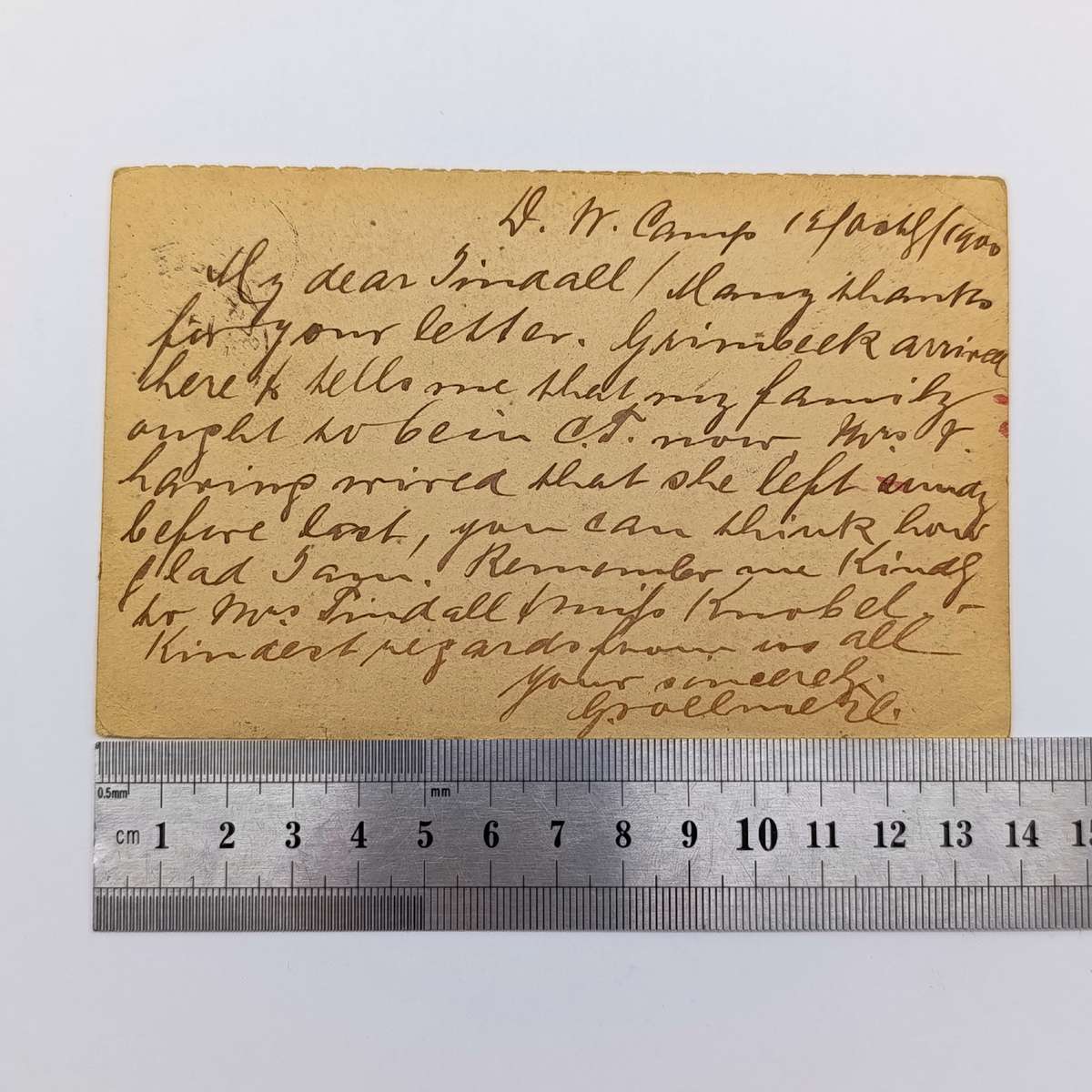 Pow Boer War postcard October 1900 from Deadwood Camp St Helena to Stellenbosch