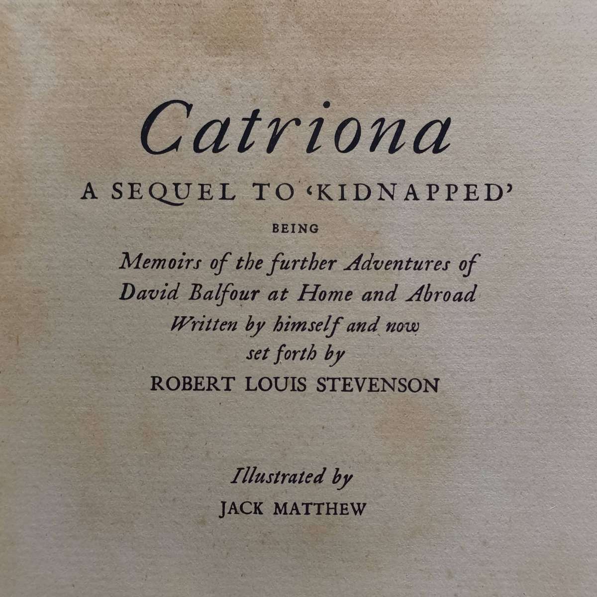 Catriona by Robert Louis Stevenson 1949 Reprint