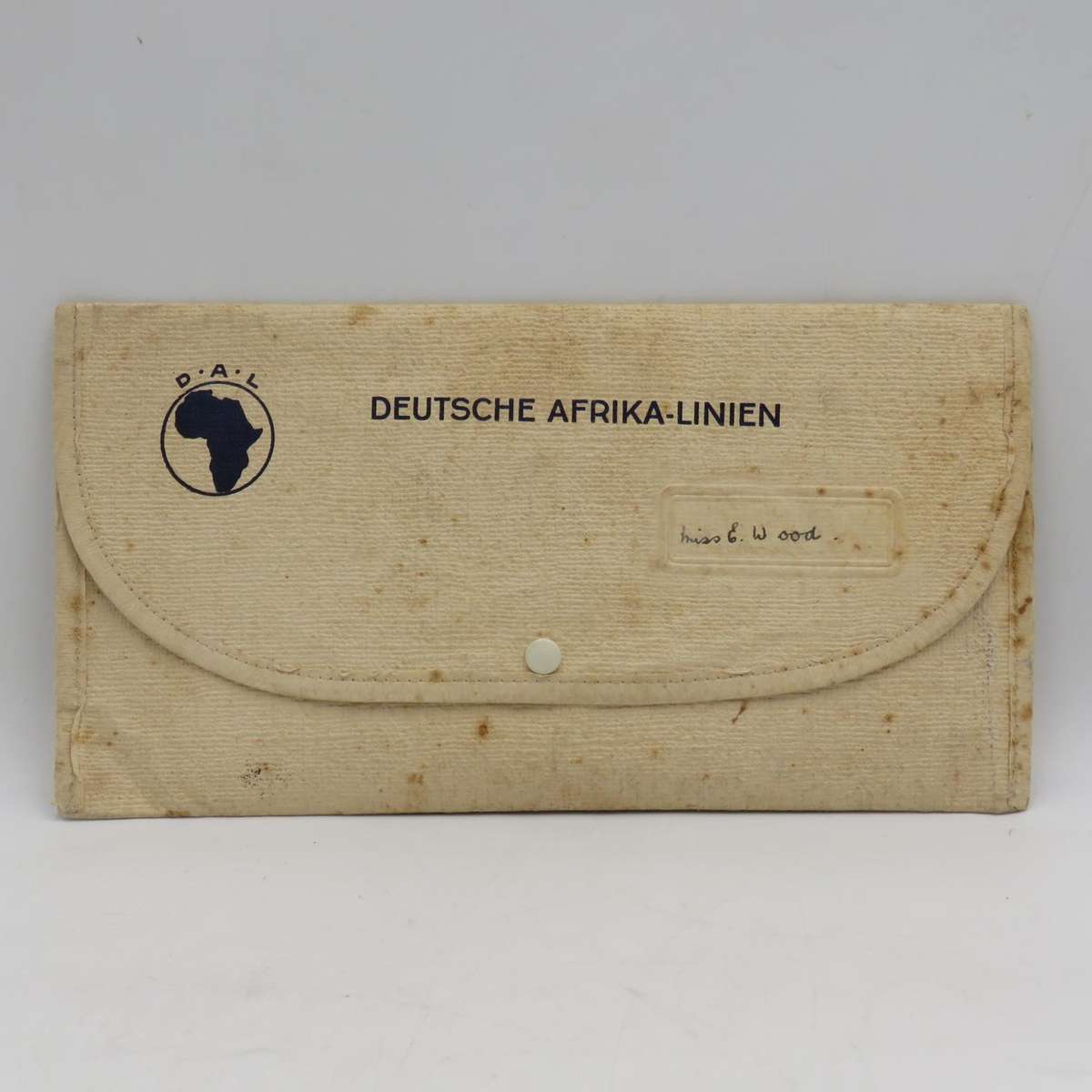 Vintage Deutsche Afrika-Linien document pouch with two menus and two notebooks with pencils for ship