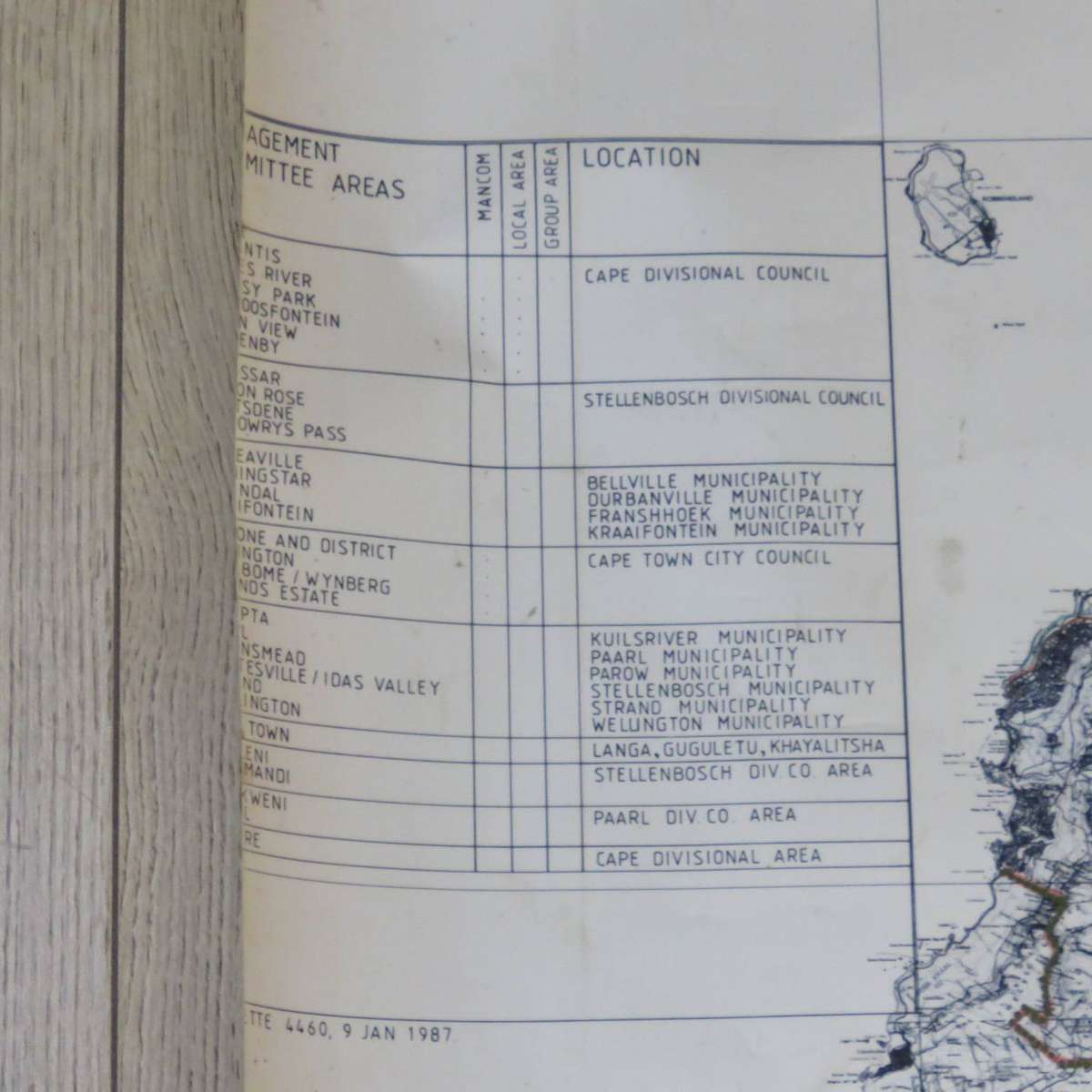 1987 Western Cape Regional services council map - Scale 1/100 000