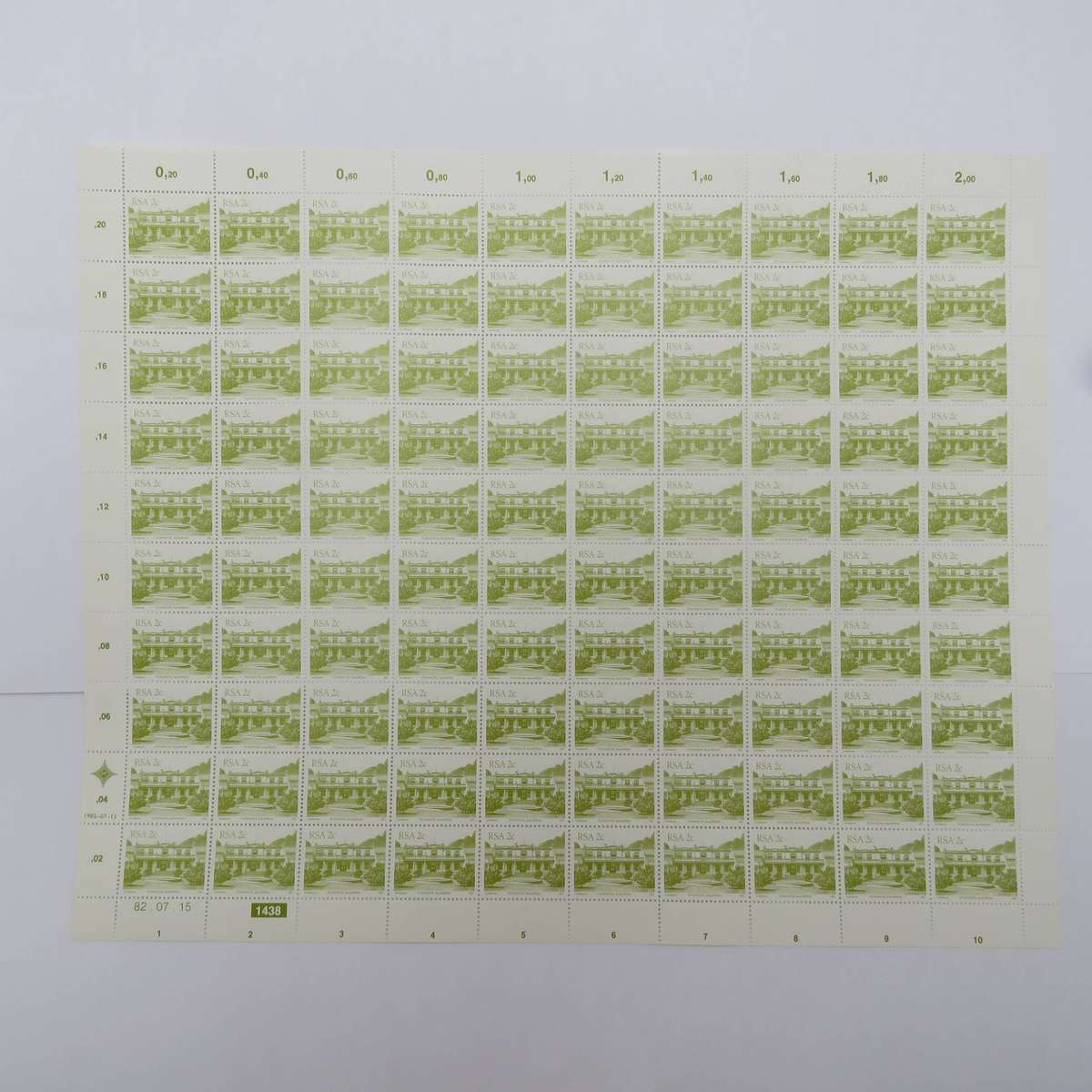 RSA SACC515-531 - Full mint sheet first issue 1 cent to R2 - Buildings