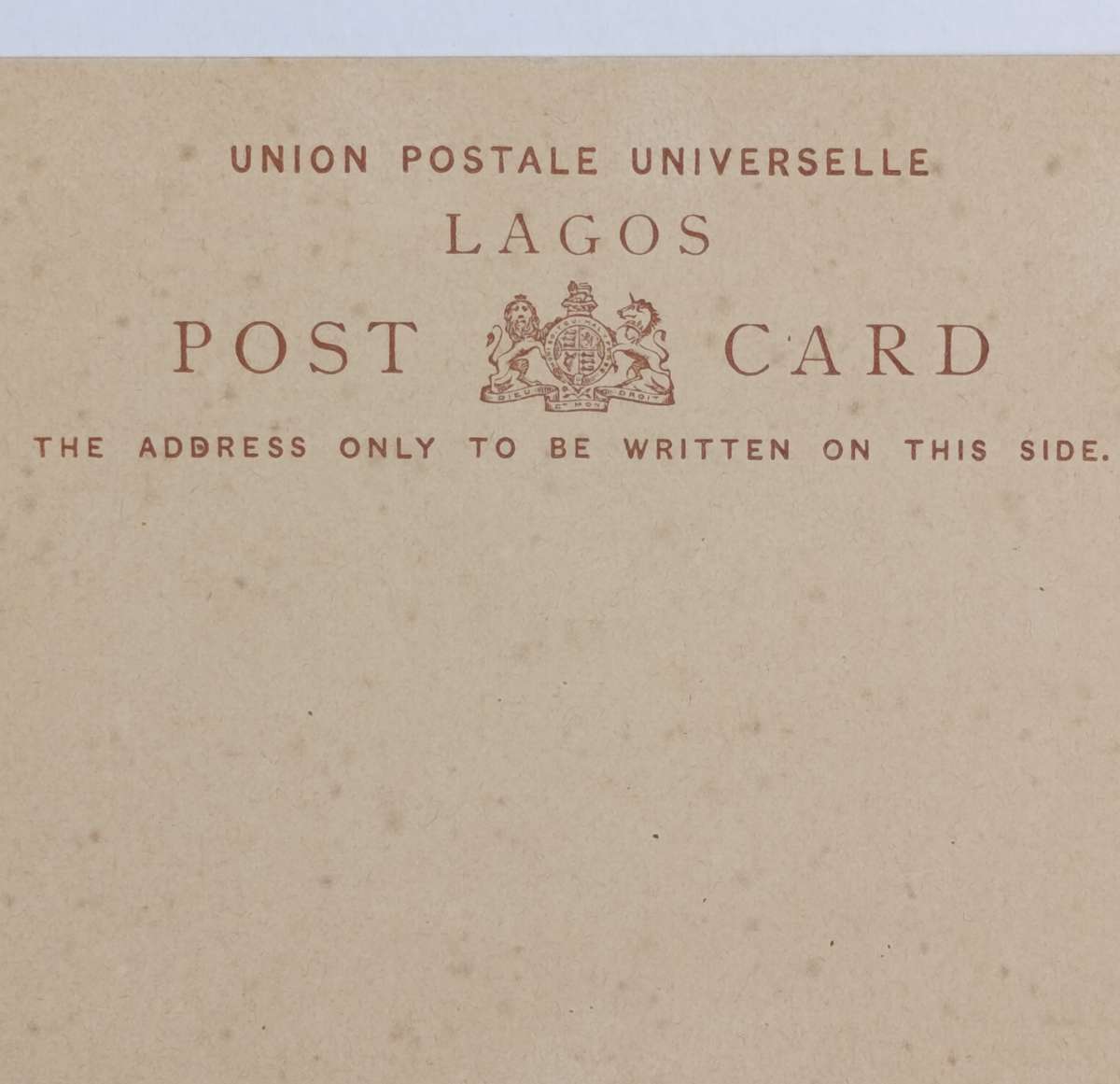 Unused Lagos postcard with pre printed postage halfpenny overprinted 1d