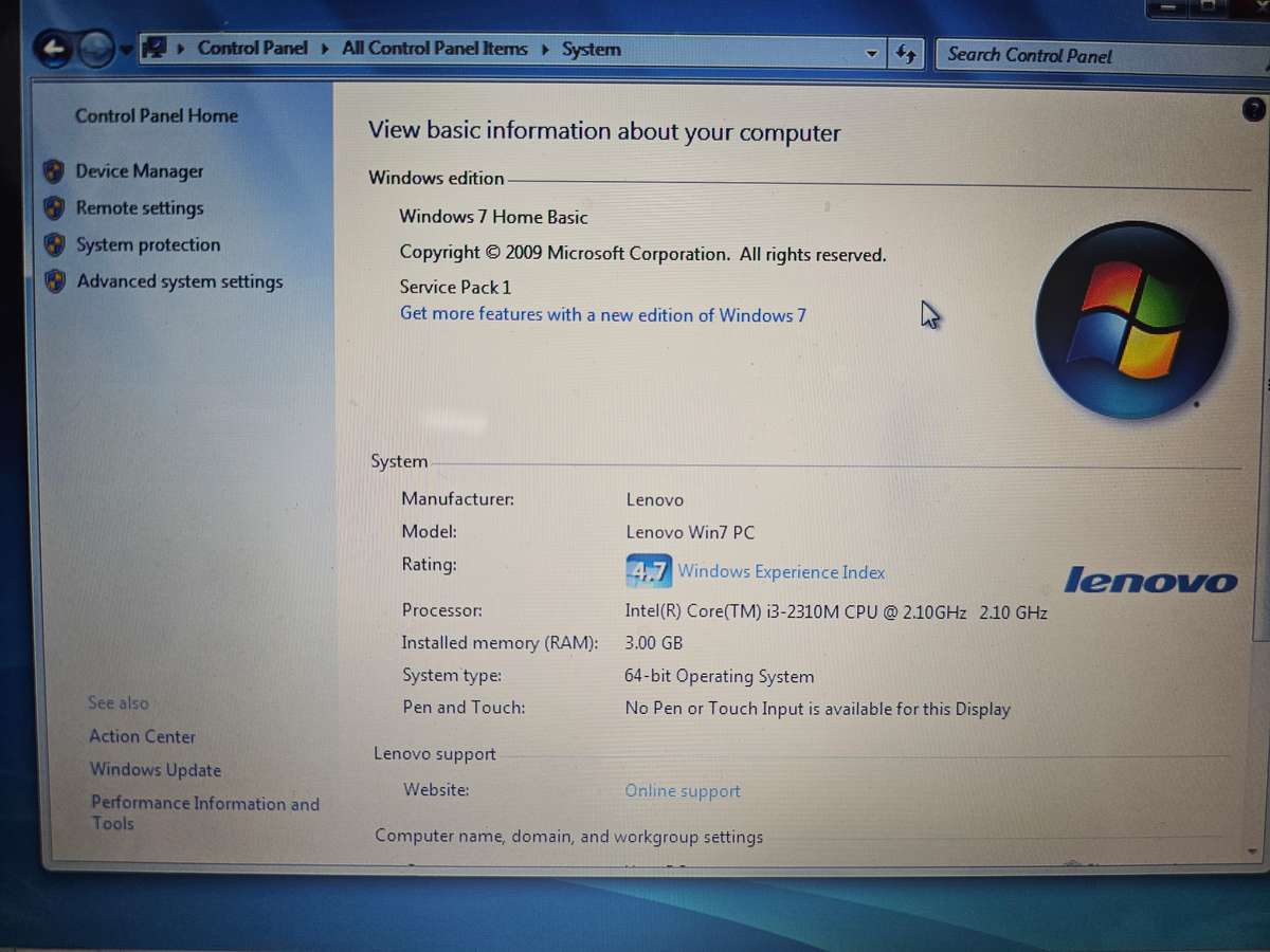 Lenovo G570 i3-2310M 3GB RAM 500GB HDD - No charger
