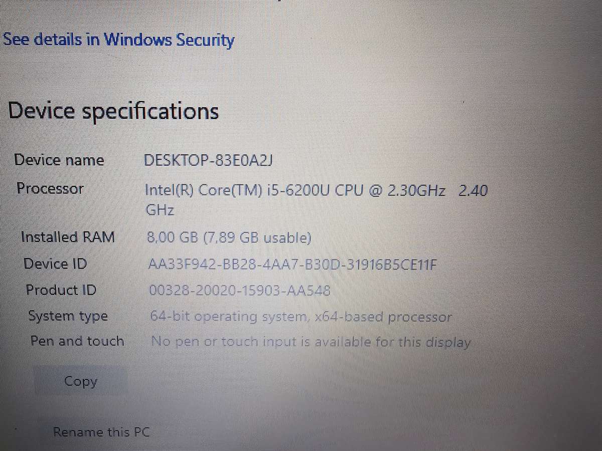 Dell Vostro 3559 i5-6200U 8GB RAM 256GB SSD