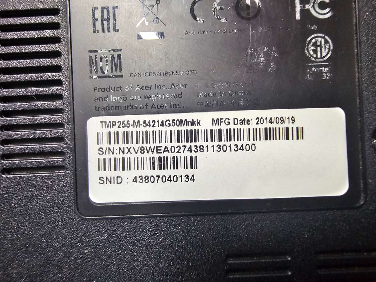 Acer Travelmare TMP255-M - No screen - Spares or repairs