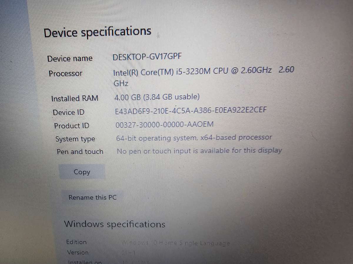 Lenovo B590 i5-3230m 4GB RAM 36GB msata - needs new keyboard and battery