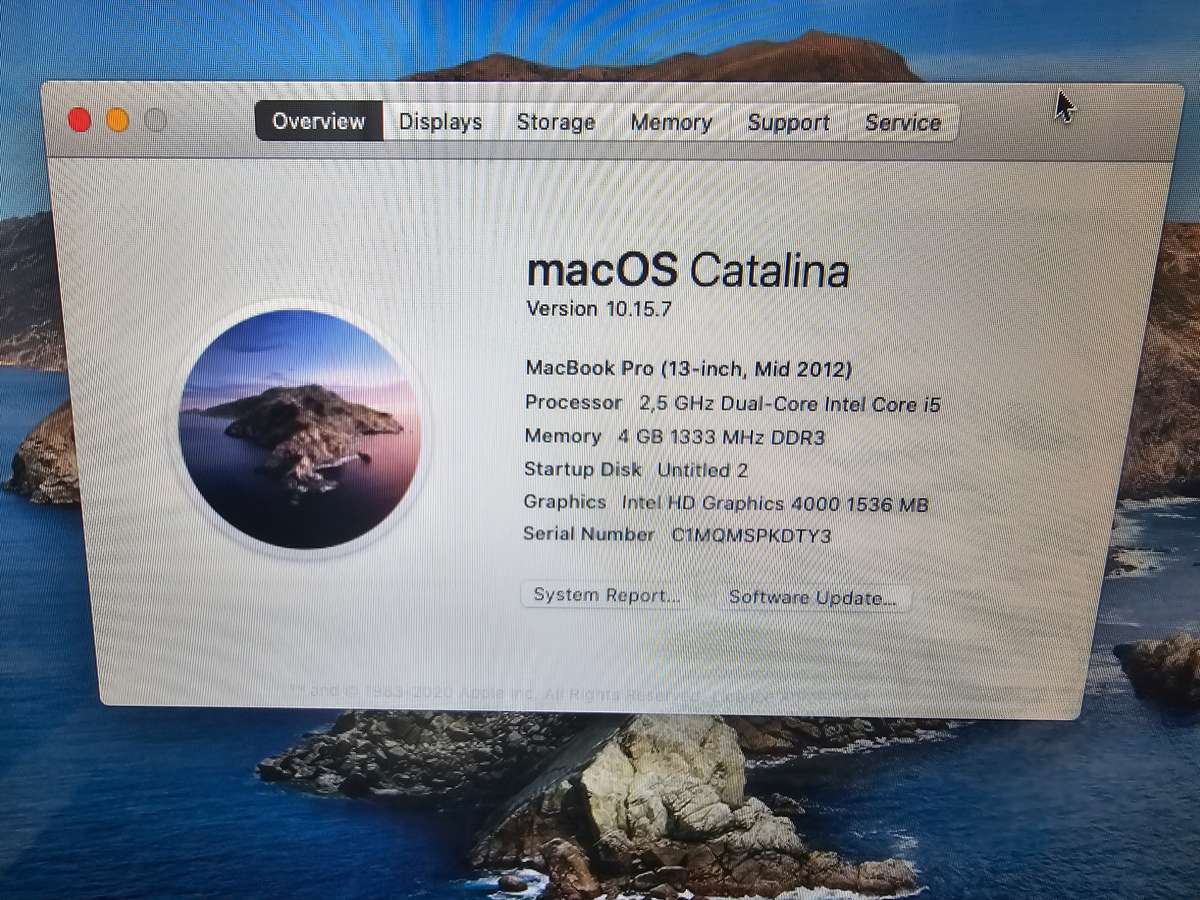 Apple Macbook Pro i5 dual core - mid 2012 4GB RAM 500GB HDD - needs a new battery