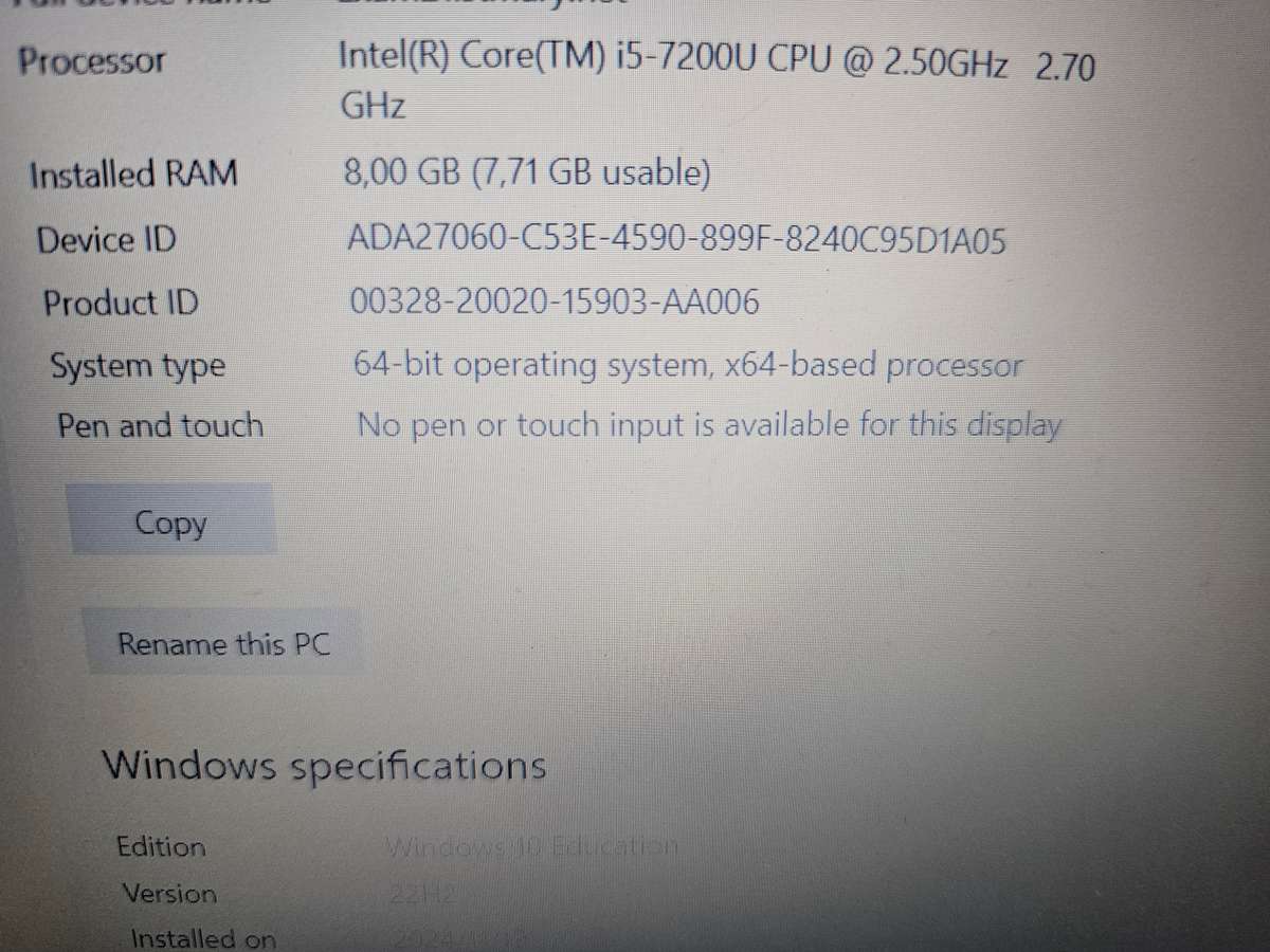 Dell Latitude 3580 i5-7200 8GB RAM 256GB SSD