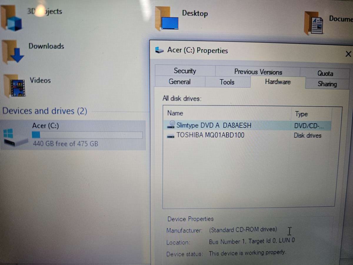 Acer Aspire ES1-572 i3-6006U 8GB RAM 512GB HDD !Needs keyboard and battery!