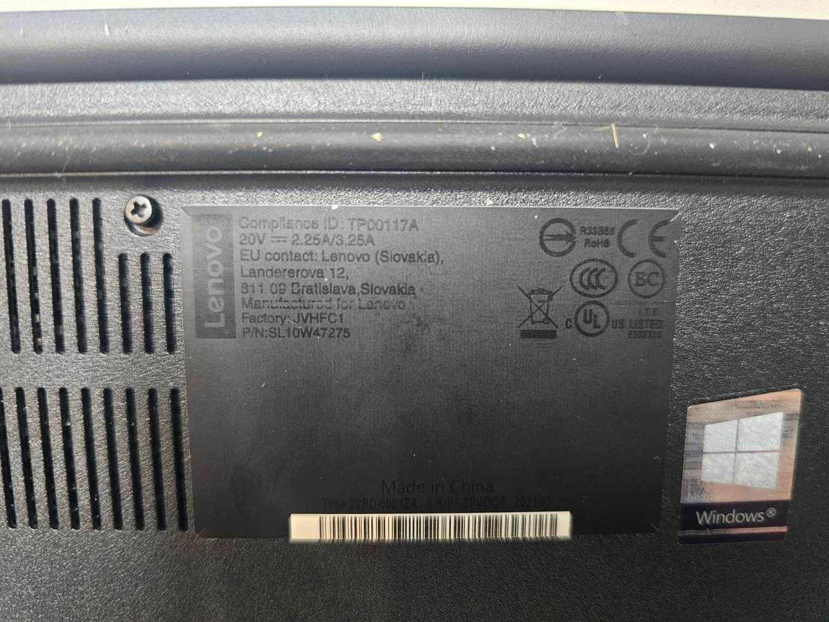 Lenovo ThinkPad E15 Gen 1  Intel i5  8GB RAM  256GB SSD  AS-IS