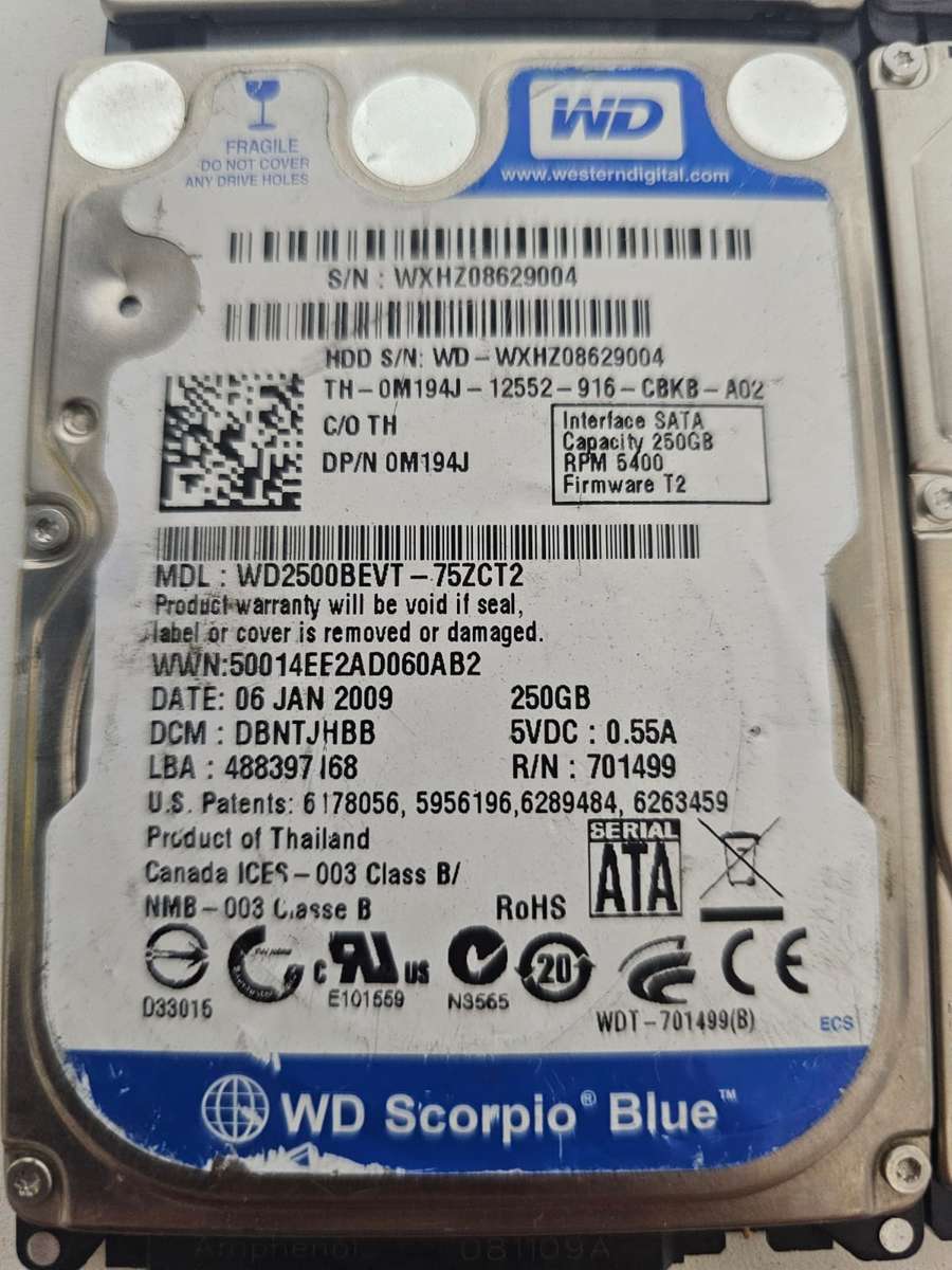 Bulk lot - 4 x Seagate Momentus 320GB & 2 x WD 250GB Laptop Hard Drives - Old drives but working