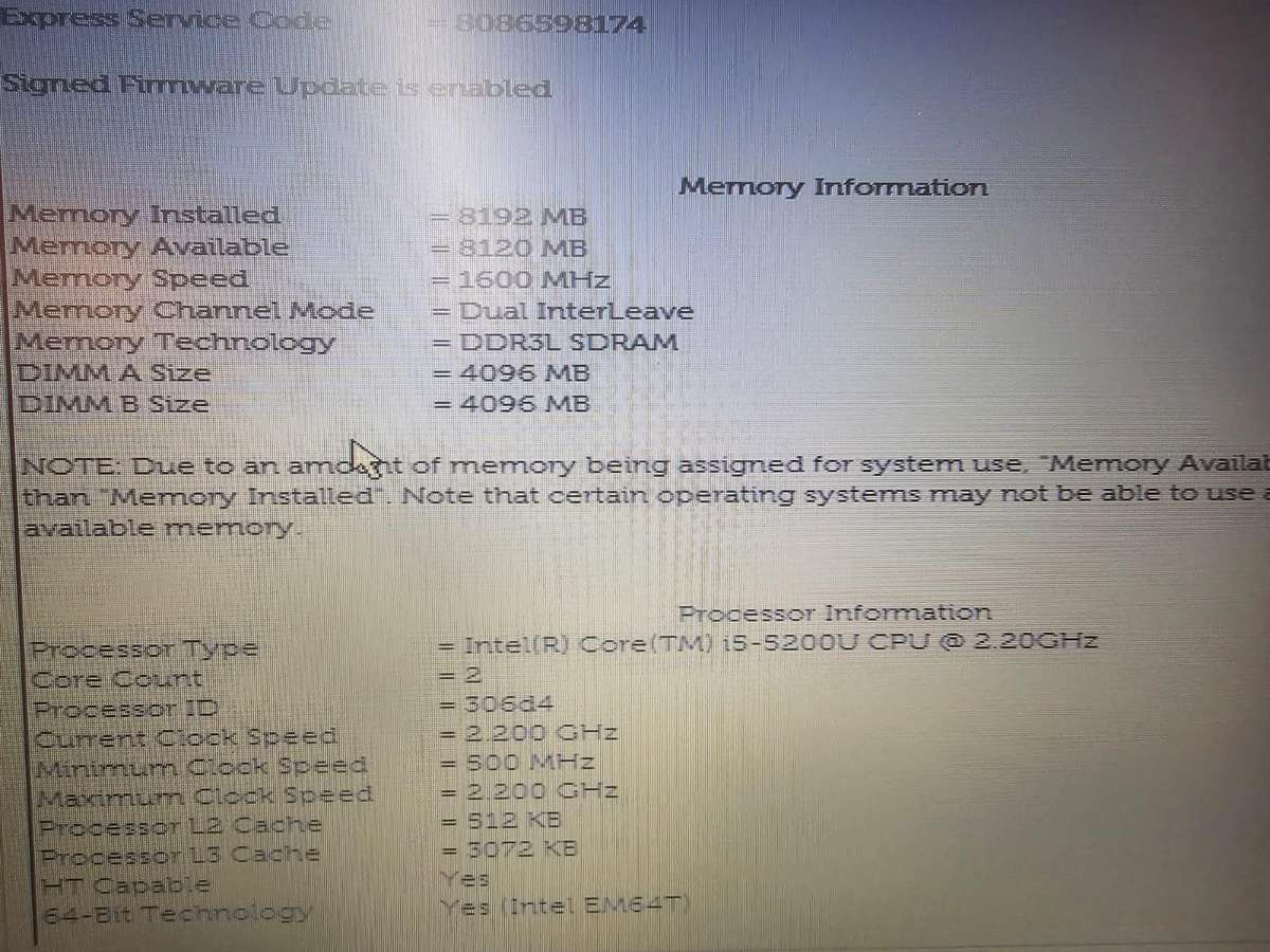 Dell Laptop i5-5200U  8GB RAM  240GB SSD  Win 10 Pro