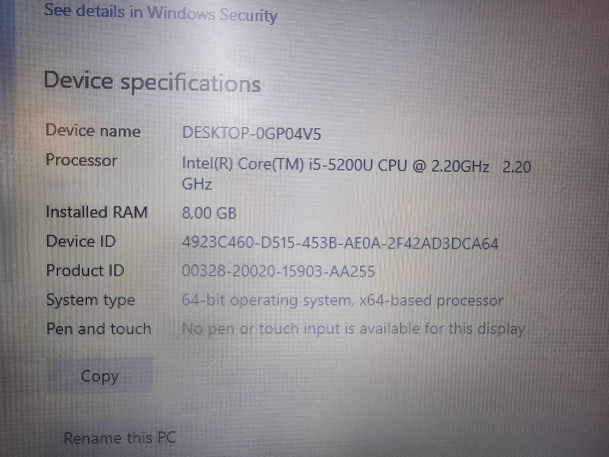 Dell Laptop i5-5200U  8GB RAM  240GB SSD  Win 10 Pro