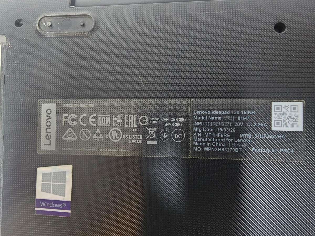 Lenovo Ideapad 130-15IKB (81H7)  i5 8th Gen  No Display  For Spares or Repairs