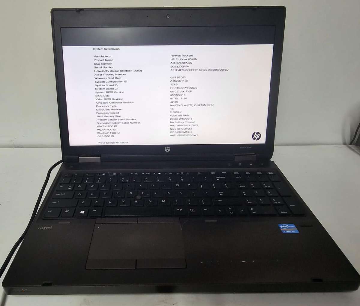 HP ProBook 6570b  Intel Core i5  for spares or repairs