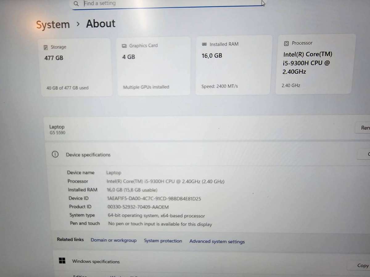 Dell G5 | 9th Gen Core i5 Gaming Laptop | 16GB Ram, 512GB SSD, NVIDIA GeForce GTX 1650 4GB Graphics