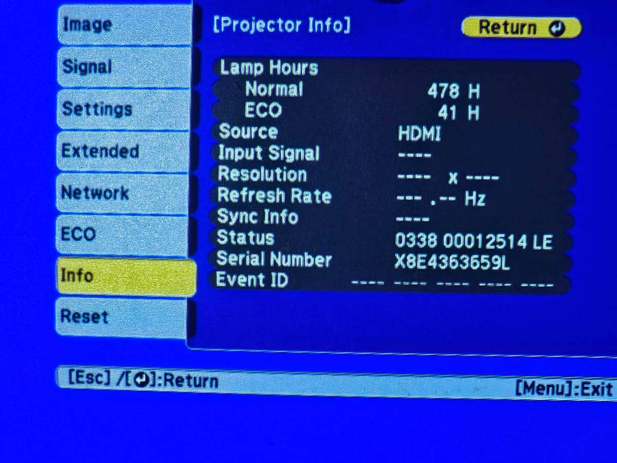 Epson EB-X49 Projector  Original Remote + Cables  Low Lamp Hours